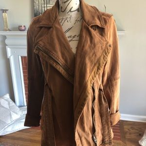 Anthropologie tan/brown belted jacket